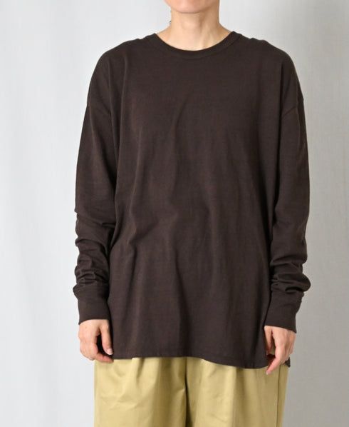 GNSL26512 COTTON SLUB SINGLE JERSEY CREW-NECK L/SL OVERSIZED T-SHIRTS