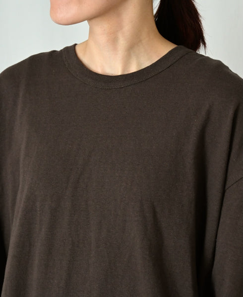 GNSL26512 COTTON SLUB SINGLE JERSEY CREW-NECK L/SL OVERSIZED T-SHIRTS