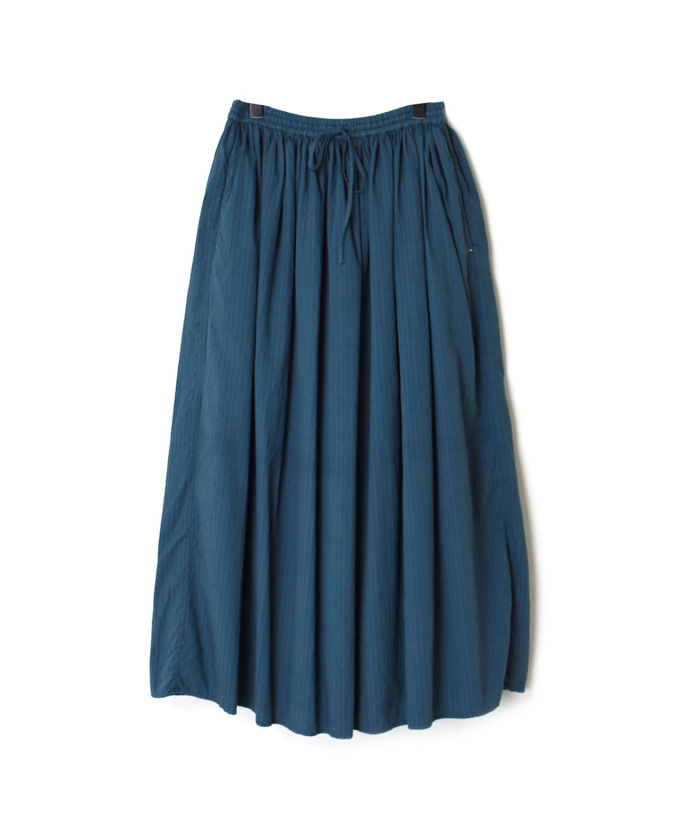 NMDS22624SD (スカート) COTTON POPLIN STRIPE GATHERED SKIRT WITH LINING