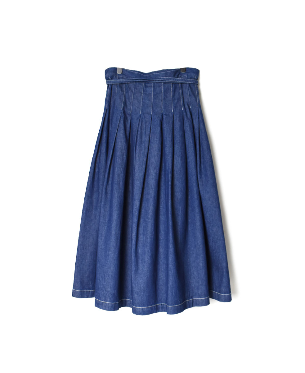 GNAM2253 (スカート) WASHED DENIM PLEATED WRAP SKIRT