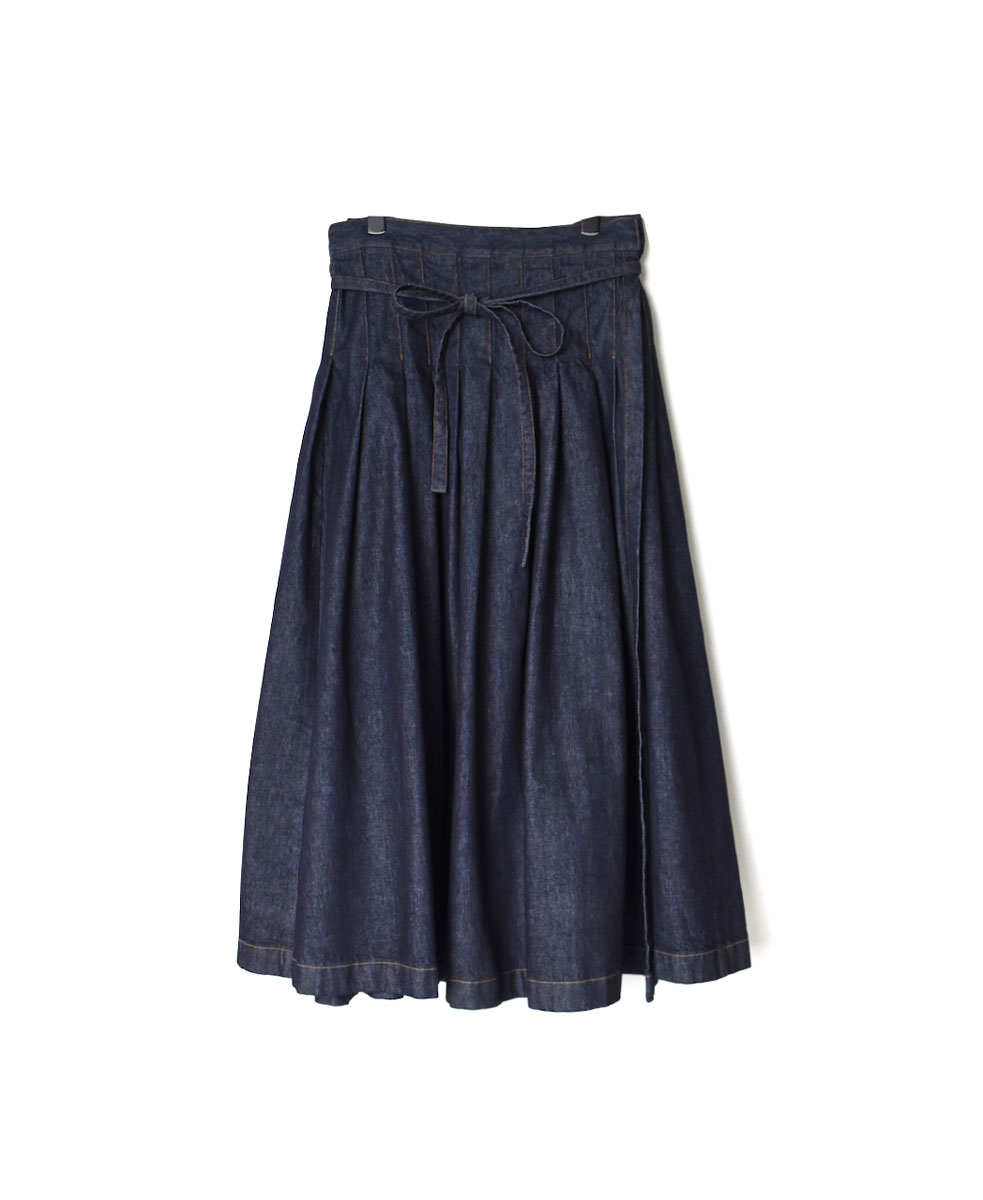 GNAM2253 (スカート) WASHED DENIM PLEATED WRAP SKIRT