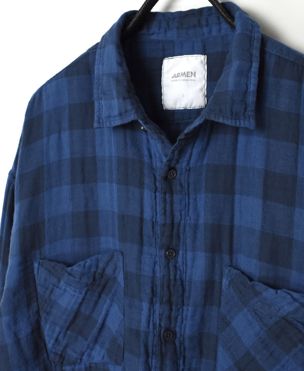 INAM2051DGD (シャツ) DOUBLE GAUZE OVER DYED CHECK UTILITY REGULAR