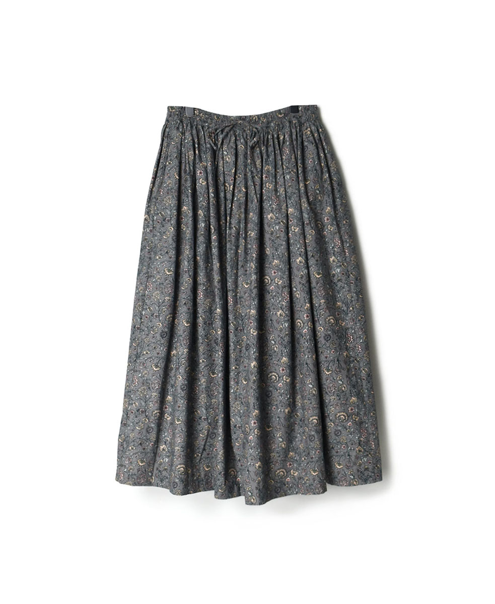 NSL22544 (スカート) 40’S POPLIN FLOWER PRINT GATHERED SKIRT