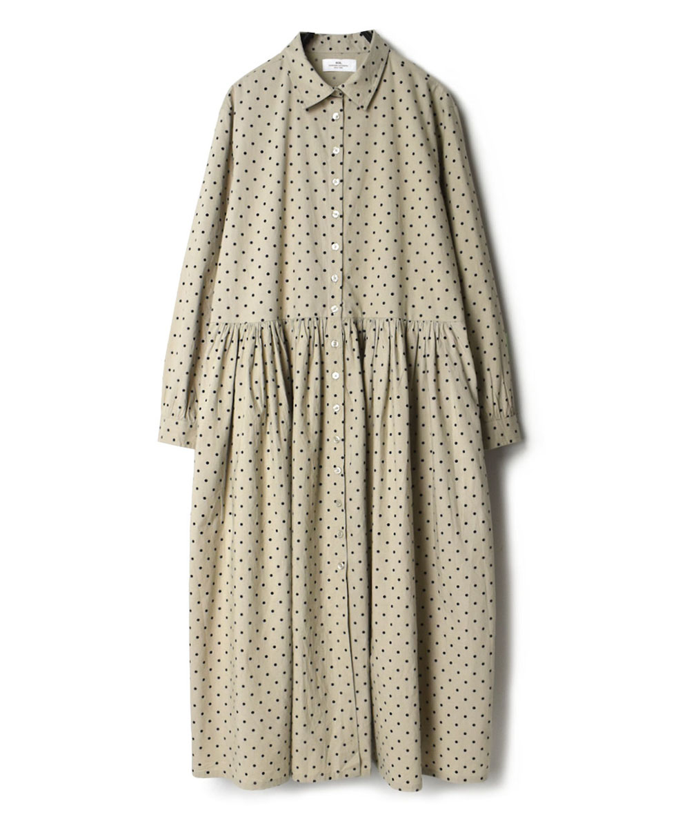 NSL22533 (ワンピース) 40’S POPLIN DOT PRINT REGULAR COLLAR DRESS