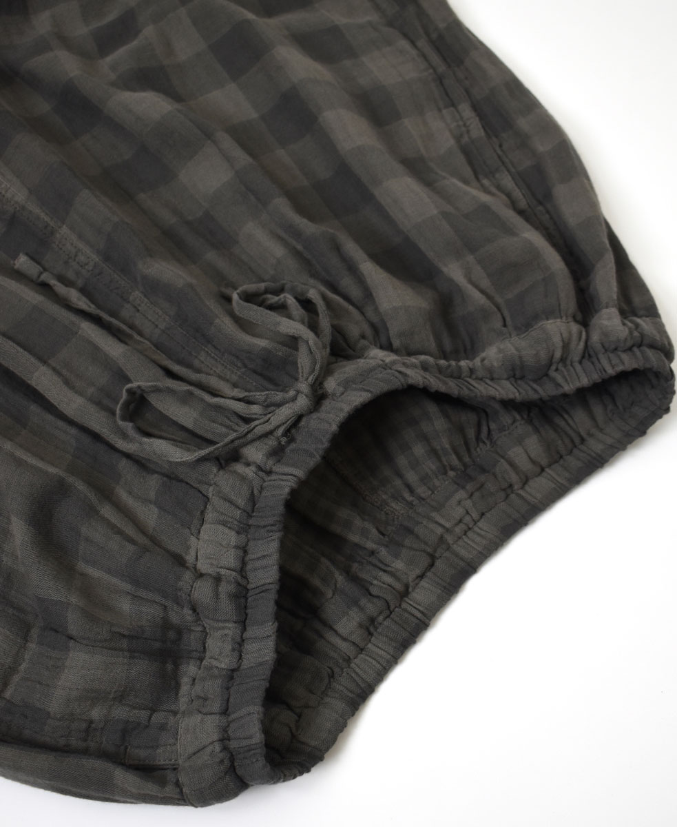 INAM2251DGD (パンツ) DOUBLE GAUZE OVER DYED CHECK GATHERED EASY PANTS