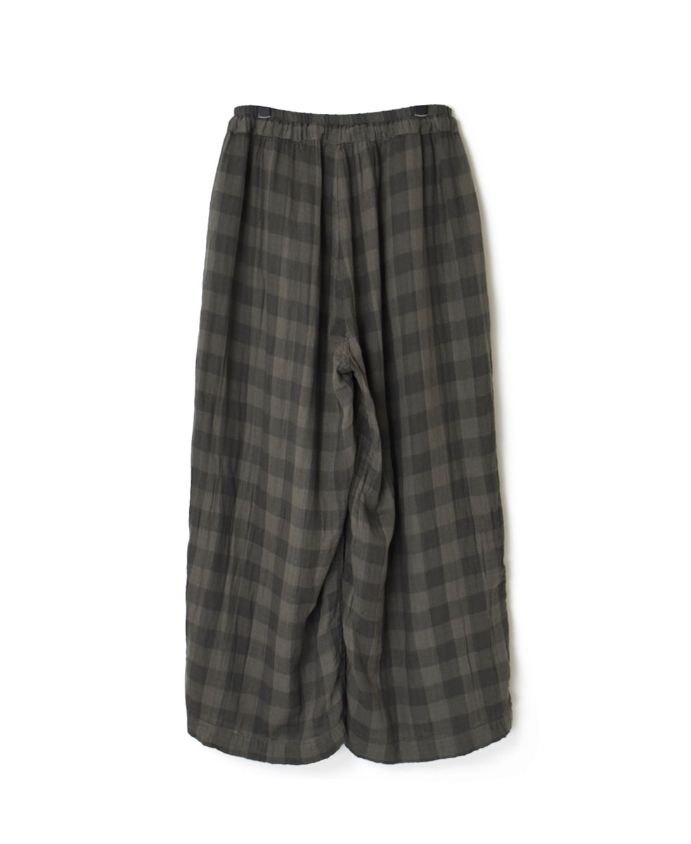 INAM2251DGD (パンツ) DOUBLE GAUZE OVER DYED CHECK GATHERED EASY PANTS