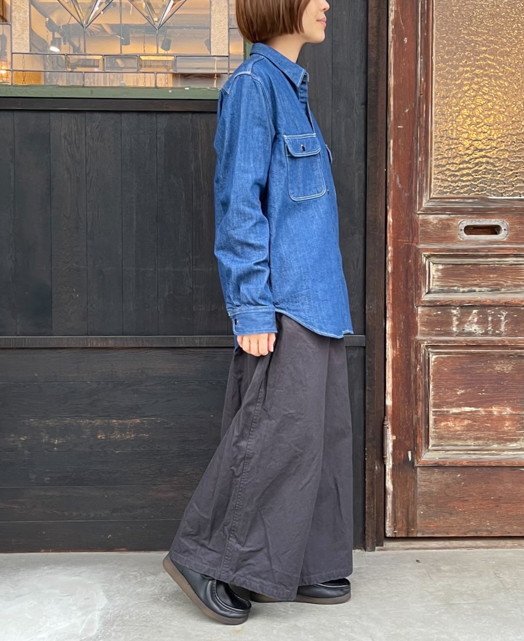 GNAM2251 (シャツ) WASHED DENIM REGULAR COLLAR SHIRT