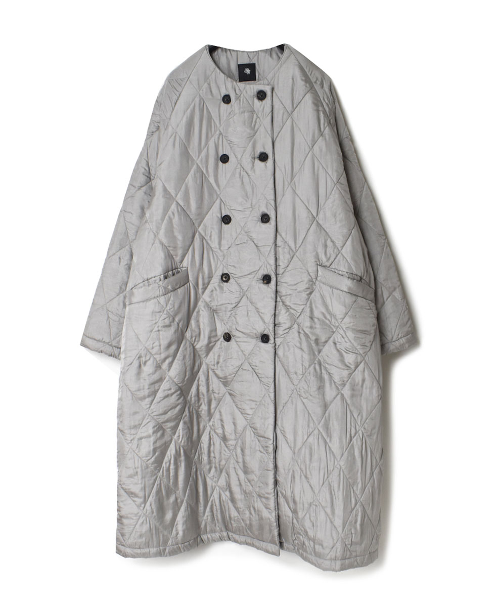 NMDS21512 (コート) PADDED SILK PLAIN NO COLLAR DOUBLE COAT