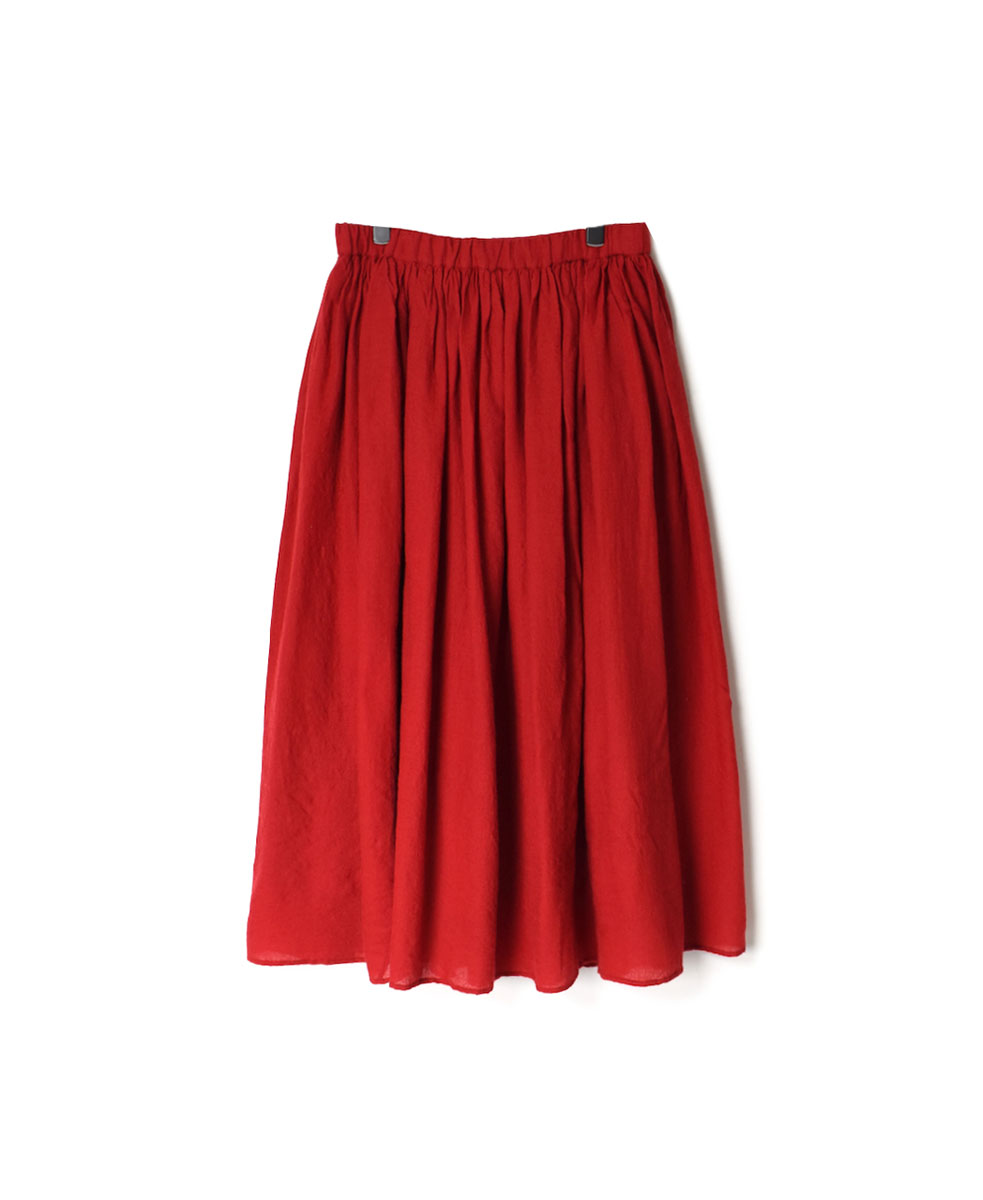 NMDS21524 (スカート) BOILED WOOL PLAIN GATHERED SKIRT WITH LINING