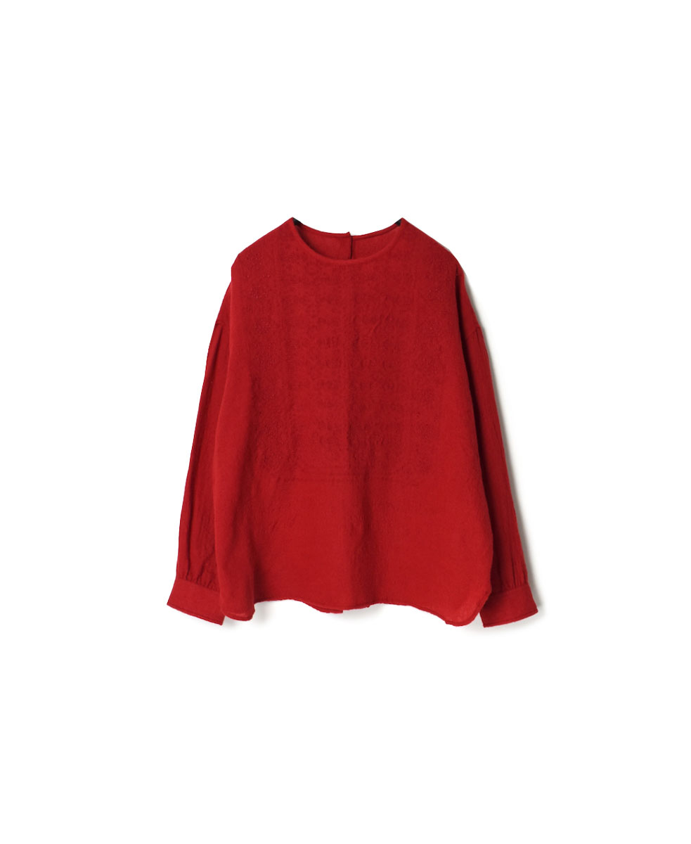 NMDS20562 (シャツ) BOILED WOOL PLAIN BACK OPENING CREW-NECK EMB SHIRT