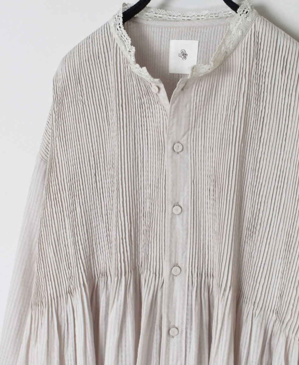 NMDS22542 (ブラウス) 80'S ORGANIC SMALL CHECK LACE COLLAR SHIRT