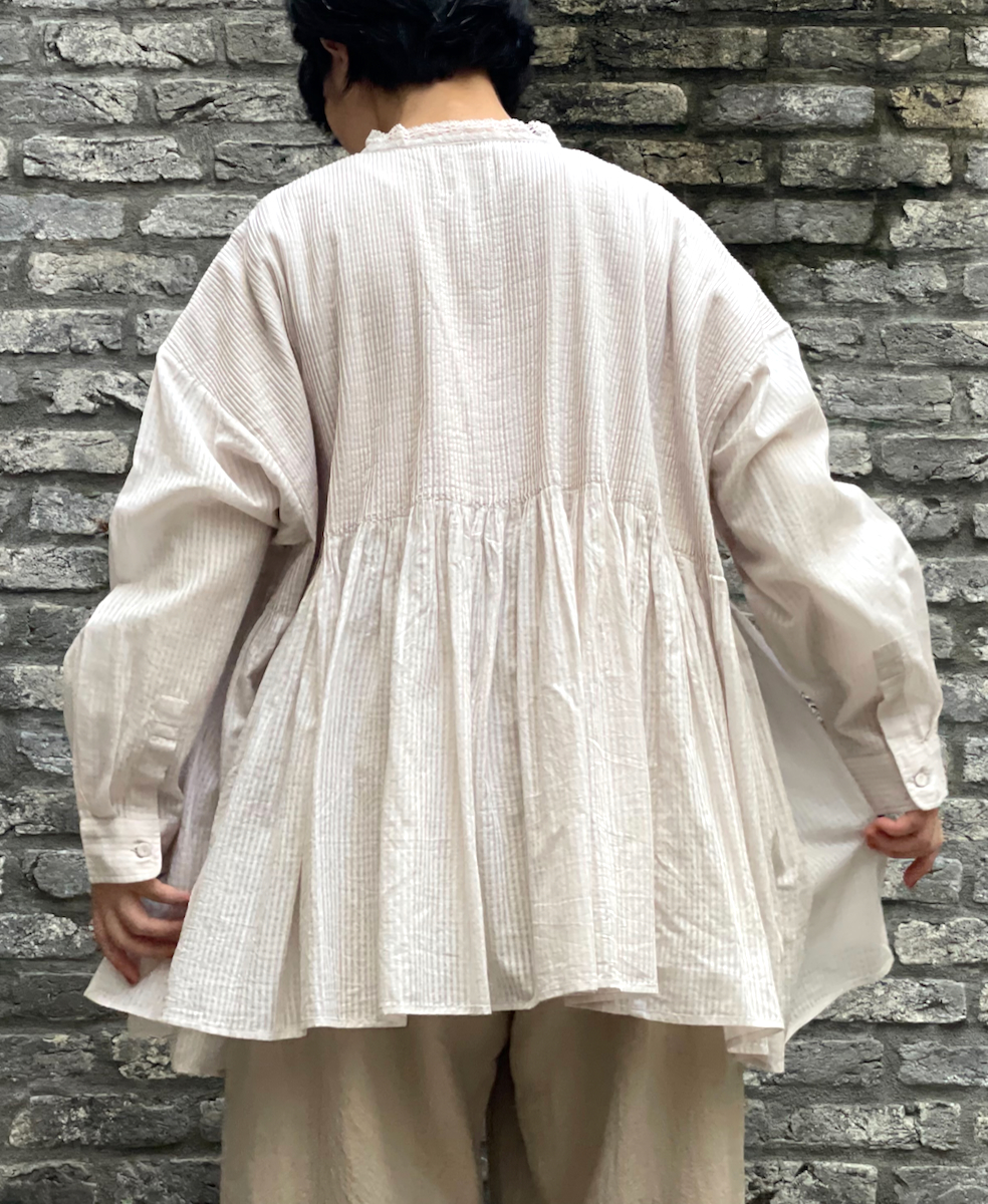 NMDS22542 (ブラウス) 80'S ORGANIC SMALL CHECK LACE COLLAR SHIRT