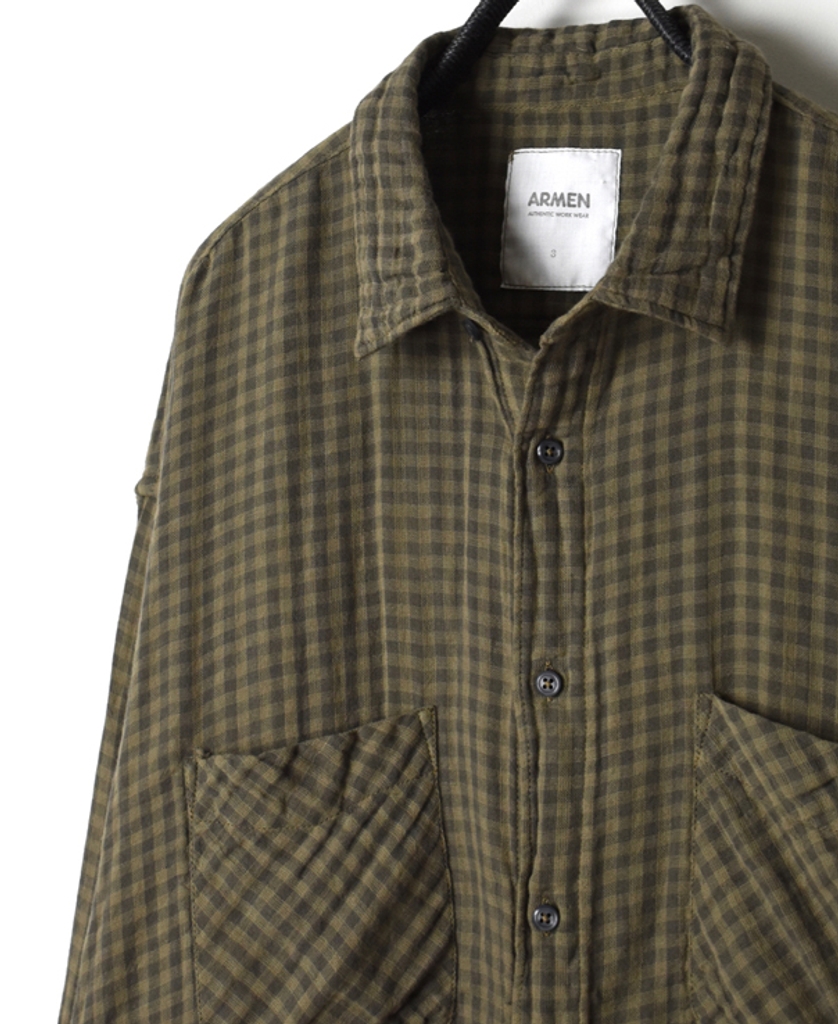 INAM2051DGD (シャツ) DOUBLE GAUZE OVER DYED CHECK UTILITY REGULAR