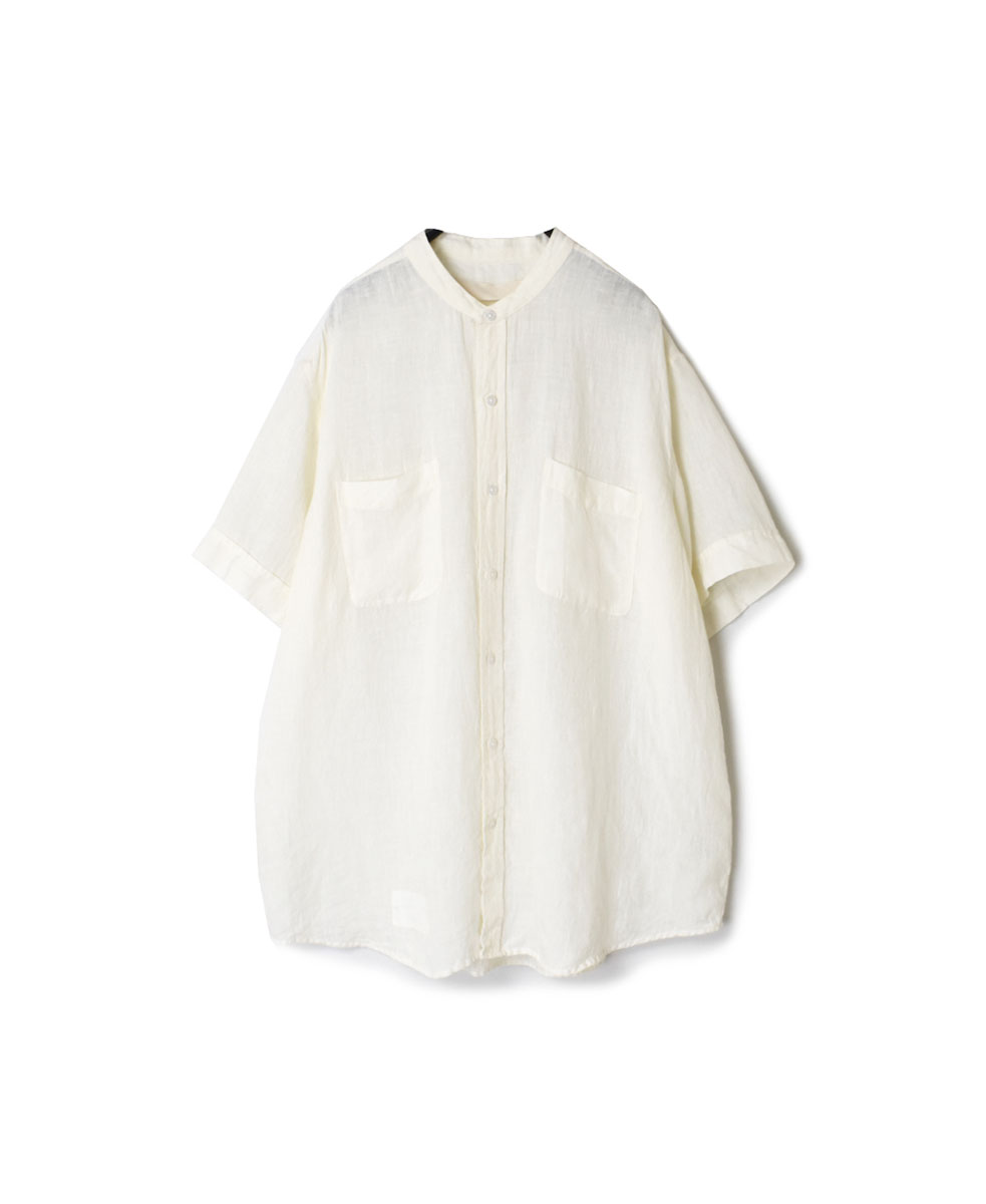 NVL2001LW (シャツ) 60’S LINEN WASHED BANDED COLLAR S/SL OVERSIZED SHIRT