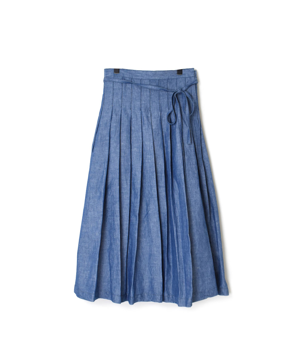 GNAM2102CL (スカート) COTTON / LINEN CHAMBRAY PLEATED WRAP SKIRT