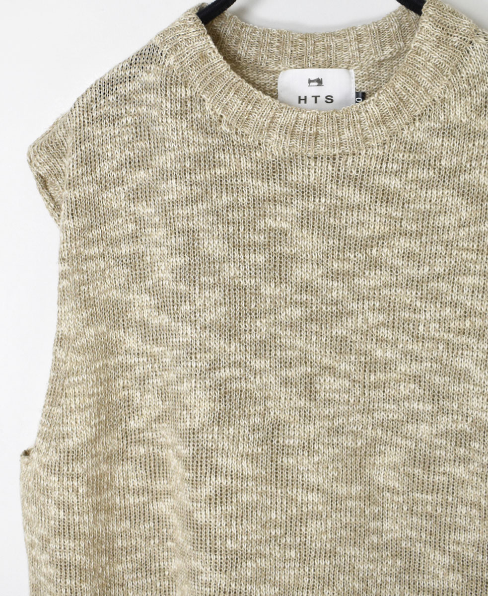 SNHT2302 (ニット) LINEN / COTTON PLAIN KNIT CREW-NECK VEST│