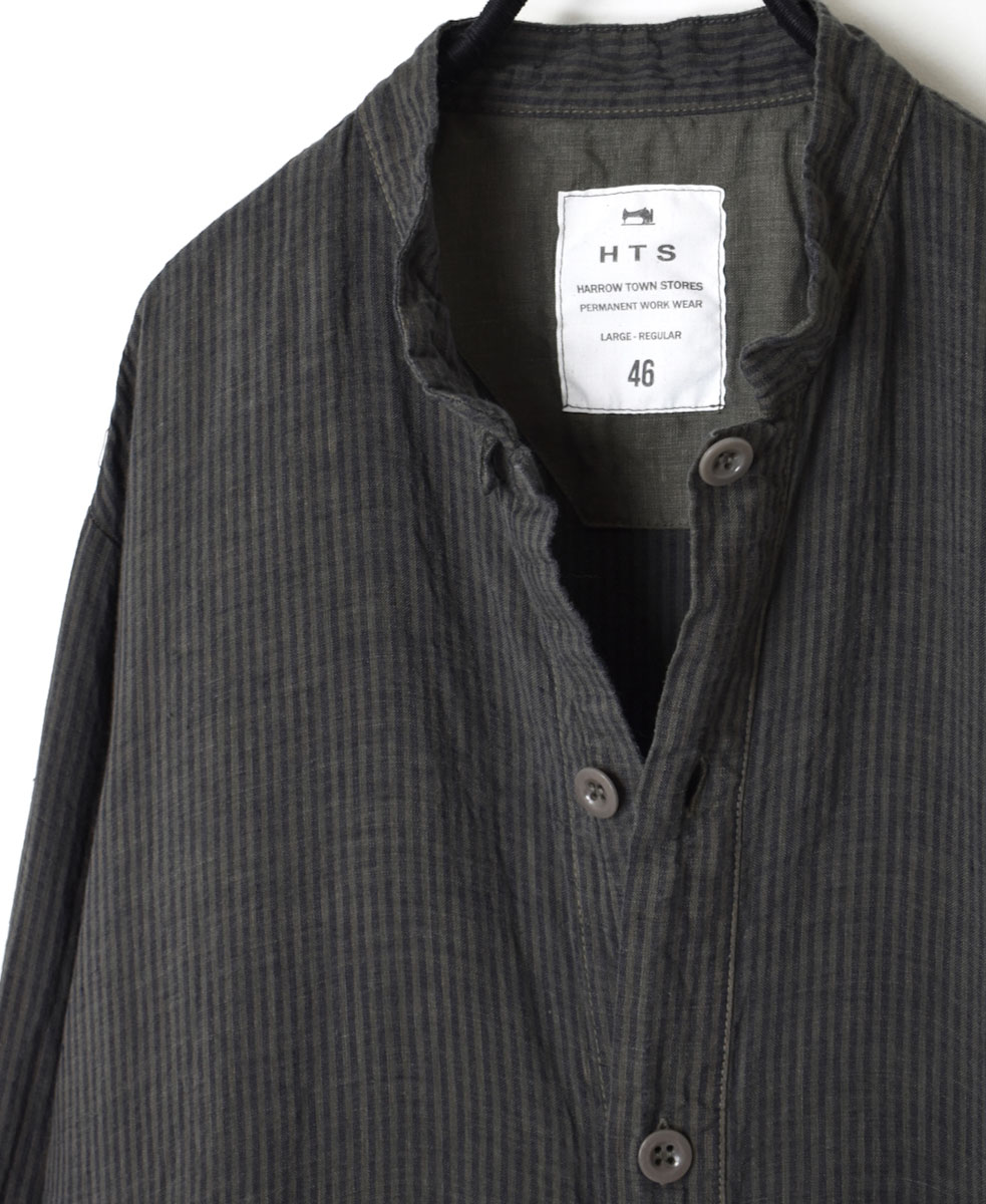 LNHT2021LS (シャツ) LINEN STRIPE STAND COLLAR SHIRT│