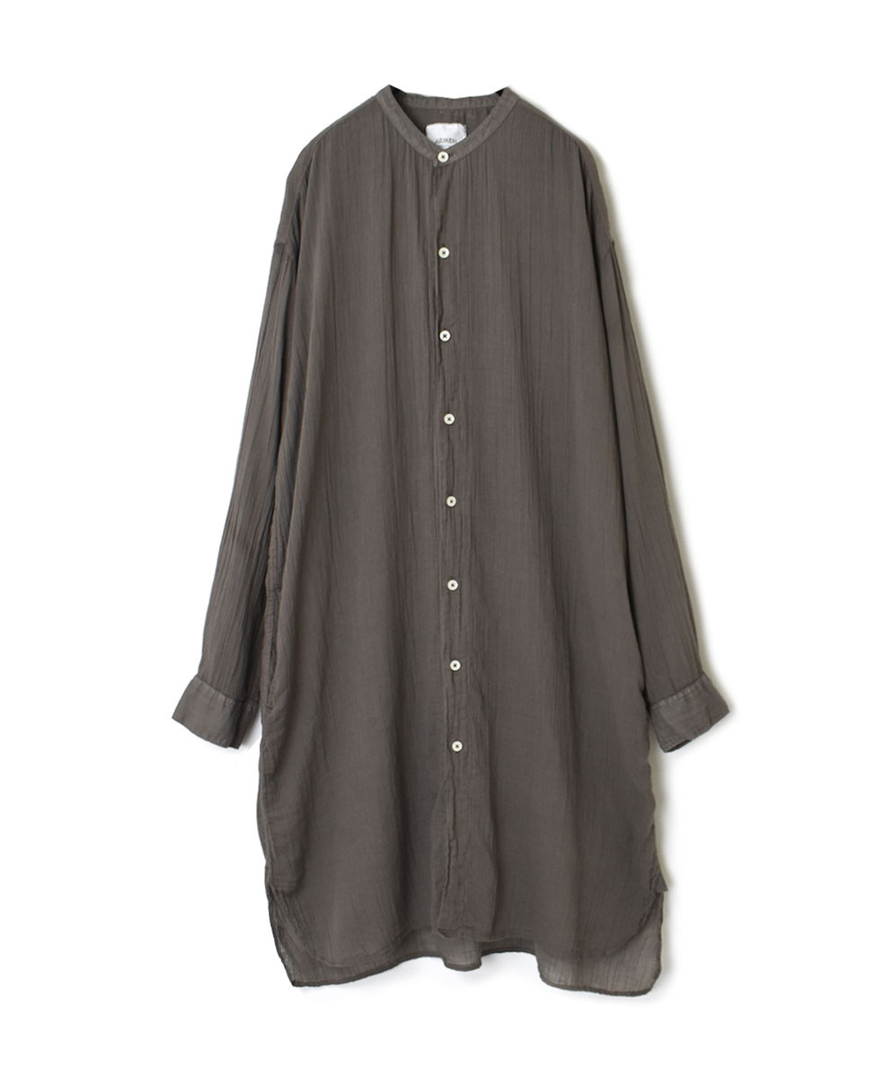 INAM1902GD (ロングシャツ) SINGLE GAUZE OVERDYED UTILITY BANDED COLLAR LONG SHIRTS