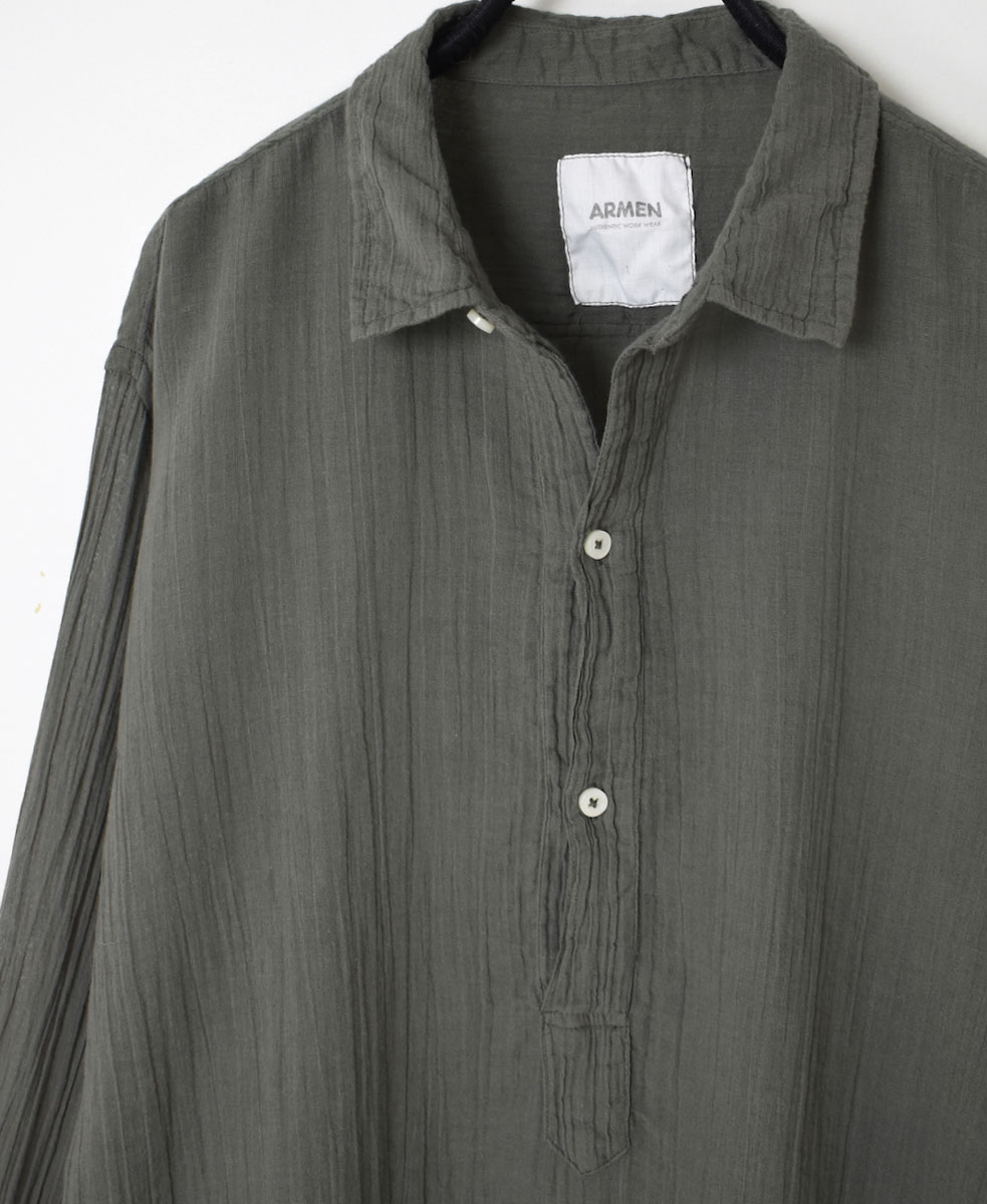 INAM1701GD (シャツ) SINGLE GAUZE OVERDYED UTILITY PULLOVER SHIRT