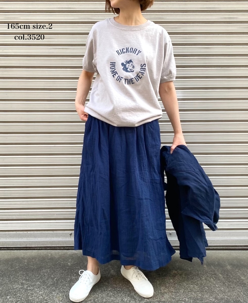 INAM2201GD (スカート) SINGLE GAUZE OVERDYED UTILITY EASY GATHERED