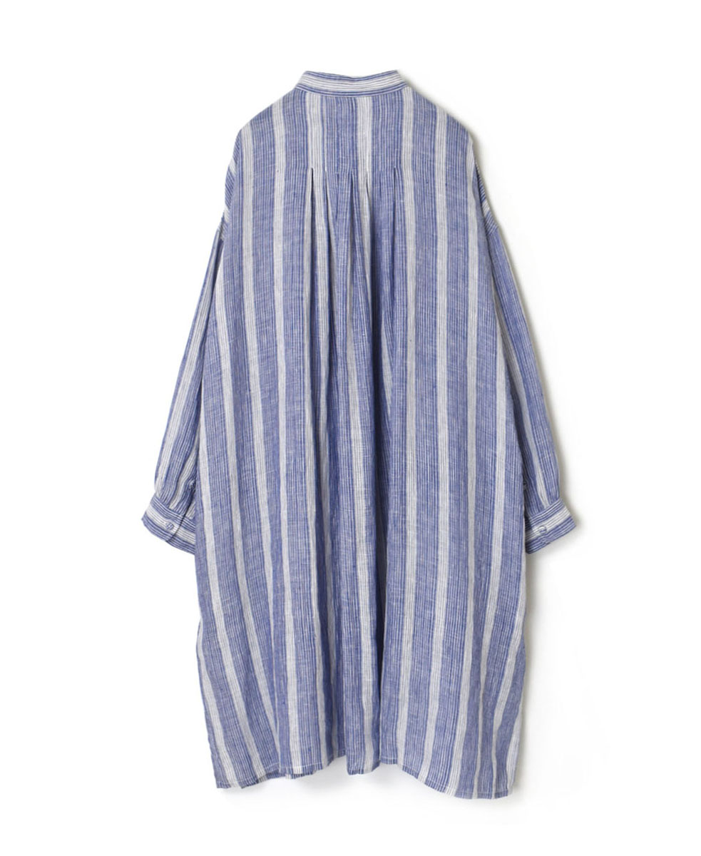 NMDS23113 (ロングシャツ) 80'S POWER LOOM LINEN RANDOM STRIPE