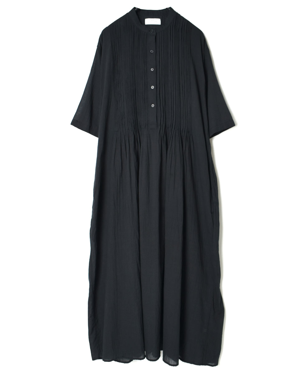 NSL22033 (ワンピース) COTTON VOILE BANDED COLLAR S/SL PINTUCK DRESS