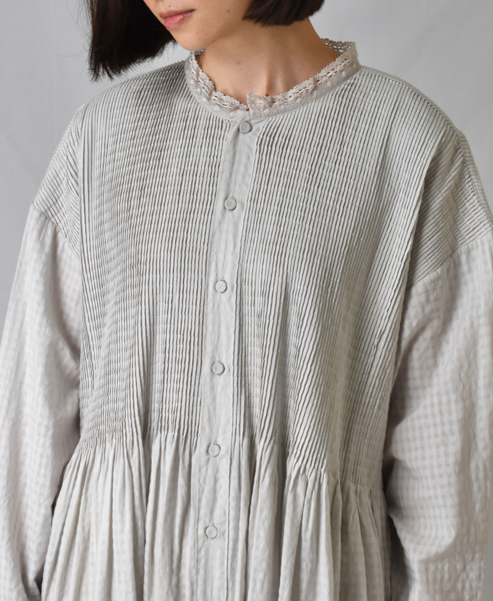 NMDS23572 (ワンピース) 80'S ORGANIC BIG CHECK LACE COLLAR DRESS