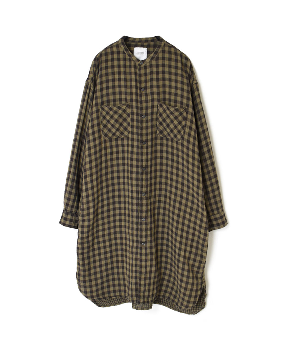 INAM1972DGD (ロングシャツ) DOUBLE GAUZE OVER DYED SMALL CHECK