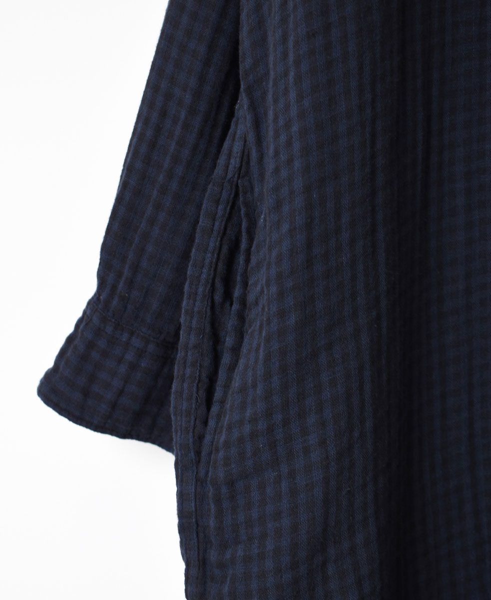 ○INAM2351DGD (ロングシャツ) DOUBLE GAUZE OVER DYED SMALL CHECK 