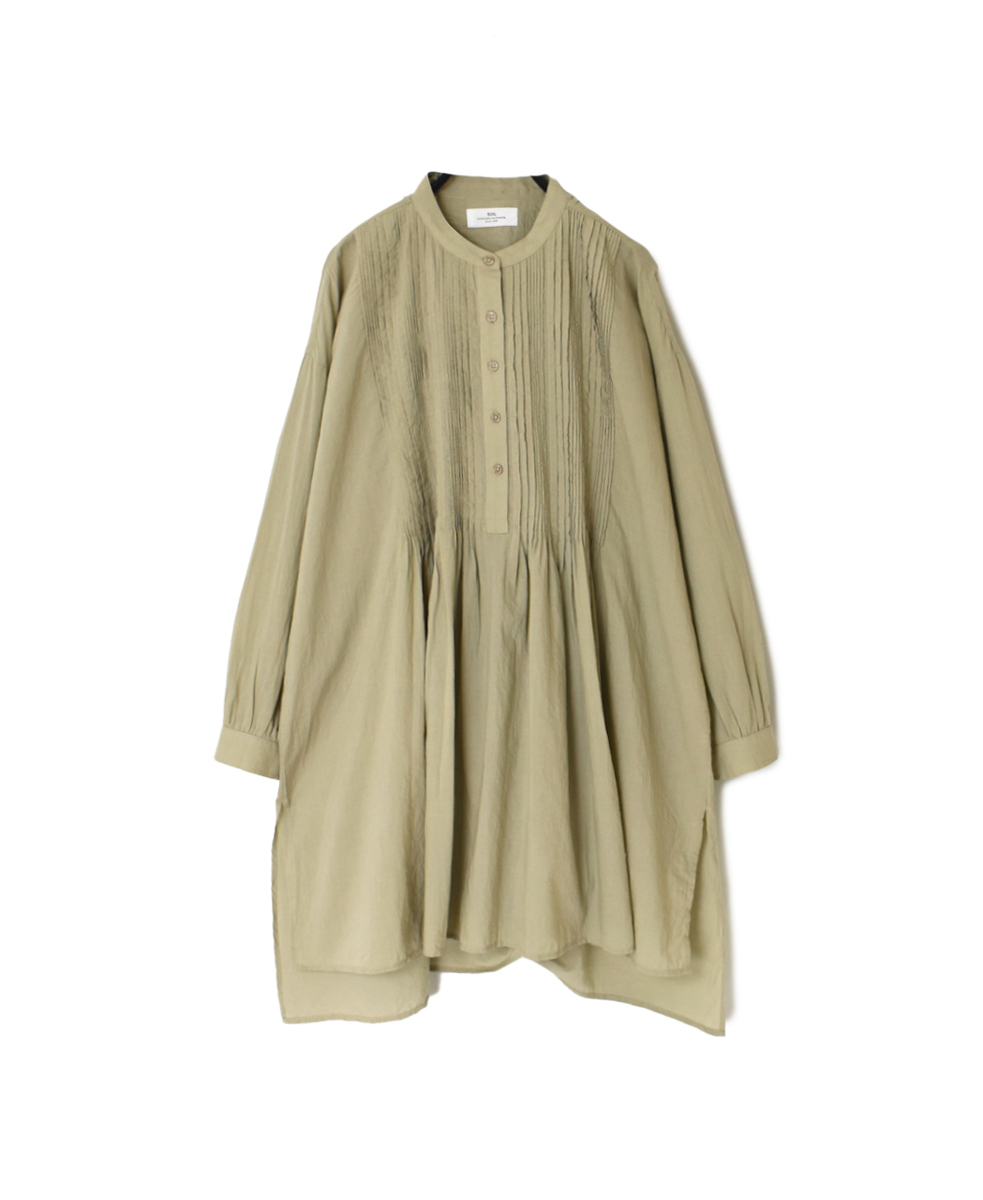 NSL23553 (シャツ) 60’S CAMBRIC PLAIN BANDED COLLAR PINTUCK LONG SHIRT