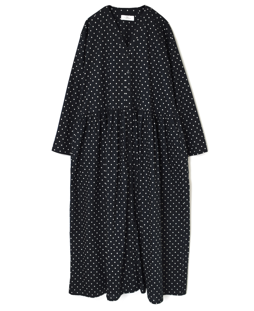 NSL23522 (ワンピース) 40'S POPLIN DOT PRINT V-NECK GATHERED DRESS│