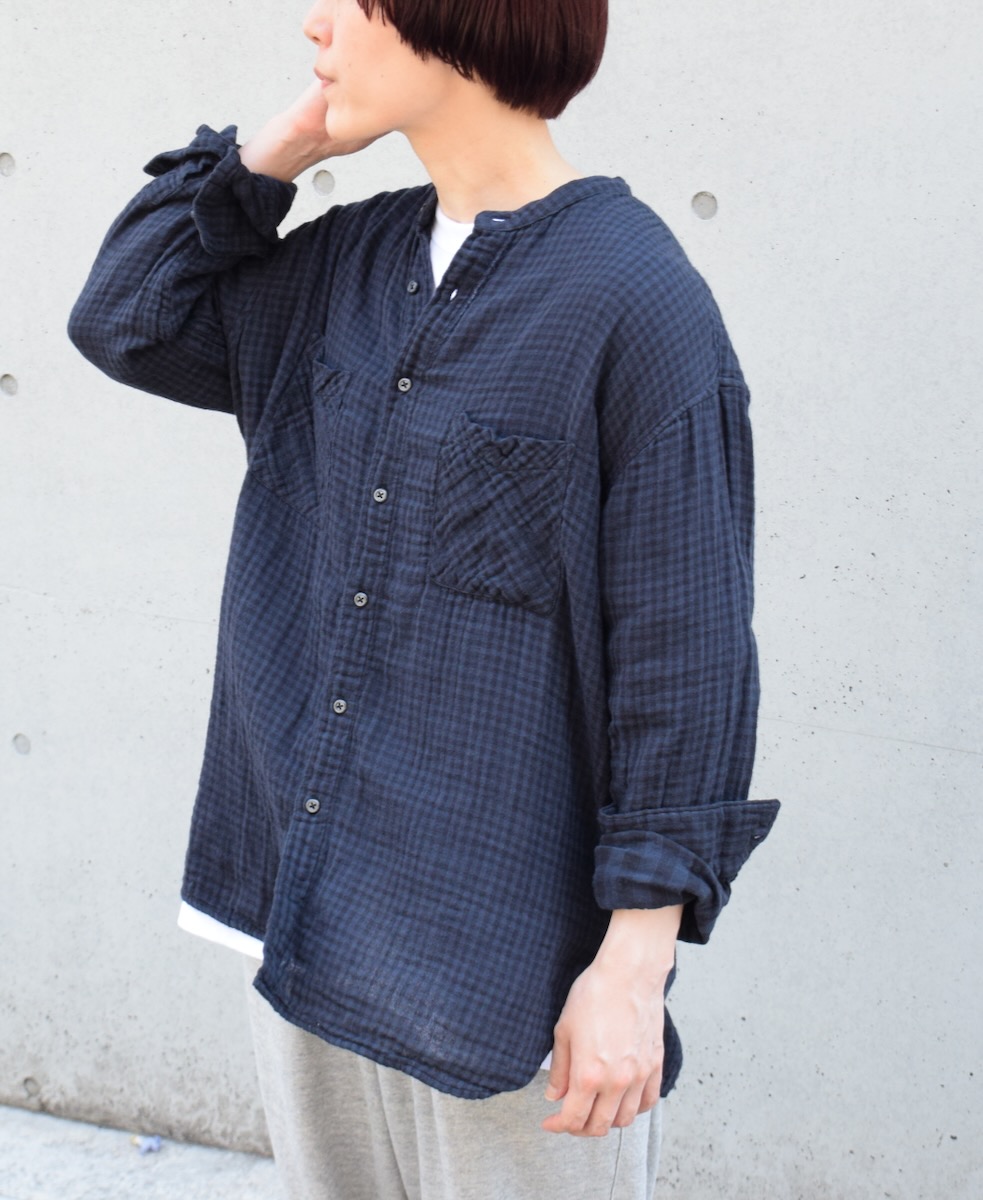 INAM1971DGD (シャツ) DOUBLE GAUZE OVER DYED SMALL CHECK MEDIUM