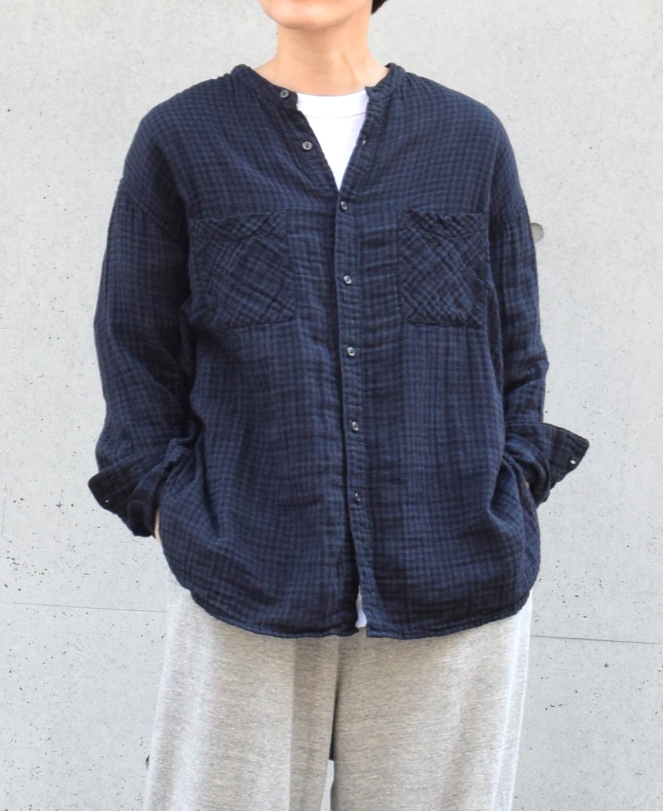 INAM1971DGD (シャツ) DOUBLE GAUZE OVER DYED SMALL CHECK MEDIUM