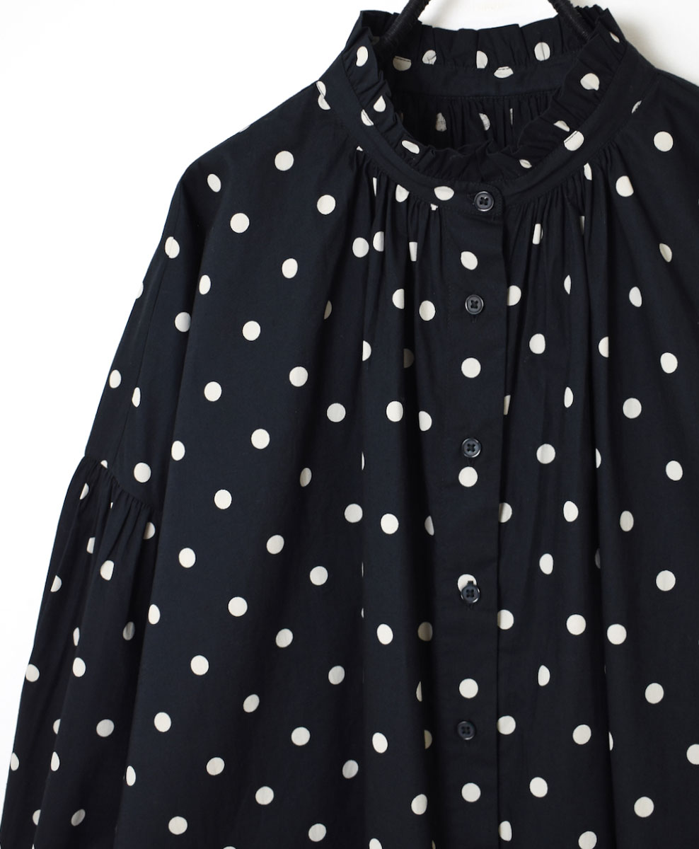 NSL22531 (シャツ) 40'S POPLIN DOT PRINT FRILL COLLAR SHIRT