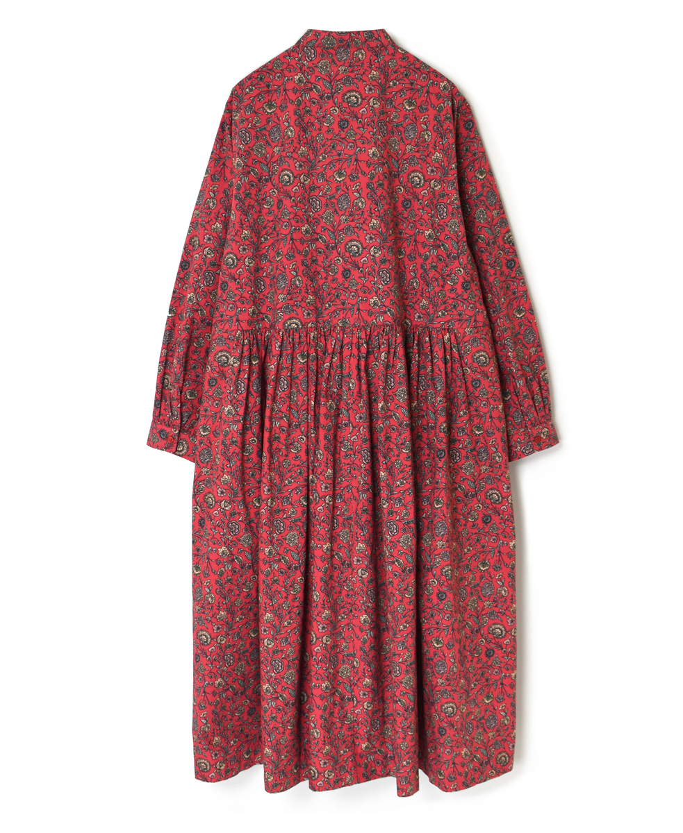 NSL22542 (ワンピース) 40'S POPLIN FLOWER PRINT BANDED COLLAR DRESS│