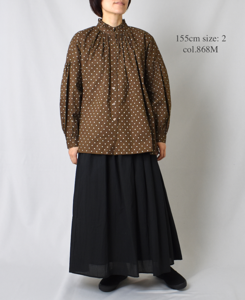 NSL22531 (シャツ) 40'S POPLIN DOT PRINT FRILL COLLAR SHIRT