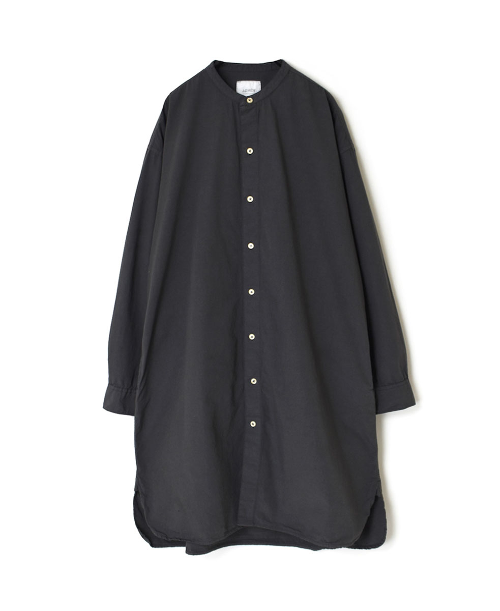 INAM1902PD (ロングシャツ) 40'S POPLIN OVER DYED BANDED COLLAR LONG