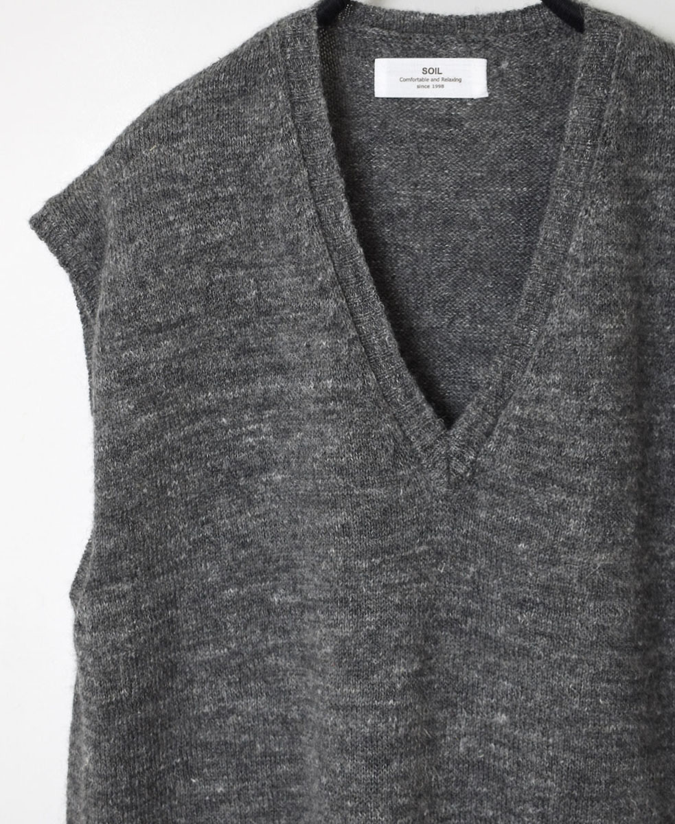 GNSL23811 (ベスト) 7GG 1PLY SHETLAND WOOL LINEN V-NECK VEST│