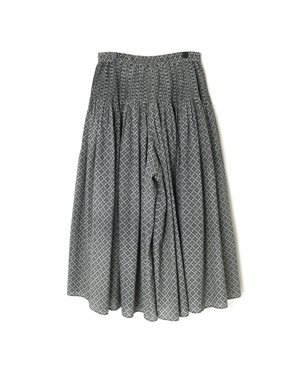 INMDS23736 (キュロット) 60'S COTTON REPETITIONAL FLOWER BLOCK PRINT CULOTTES WITH MINI PINTUCK