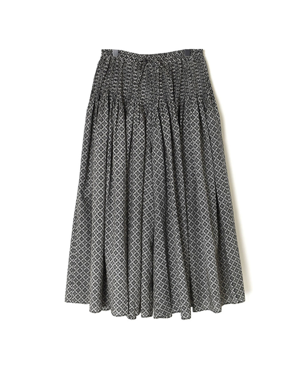 INMDS23736 (キュロット) 60'S COTTON REPETITIONAL FLOWER BLOCK PRINT CULOTTES WITH MINI PINTUCK