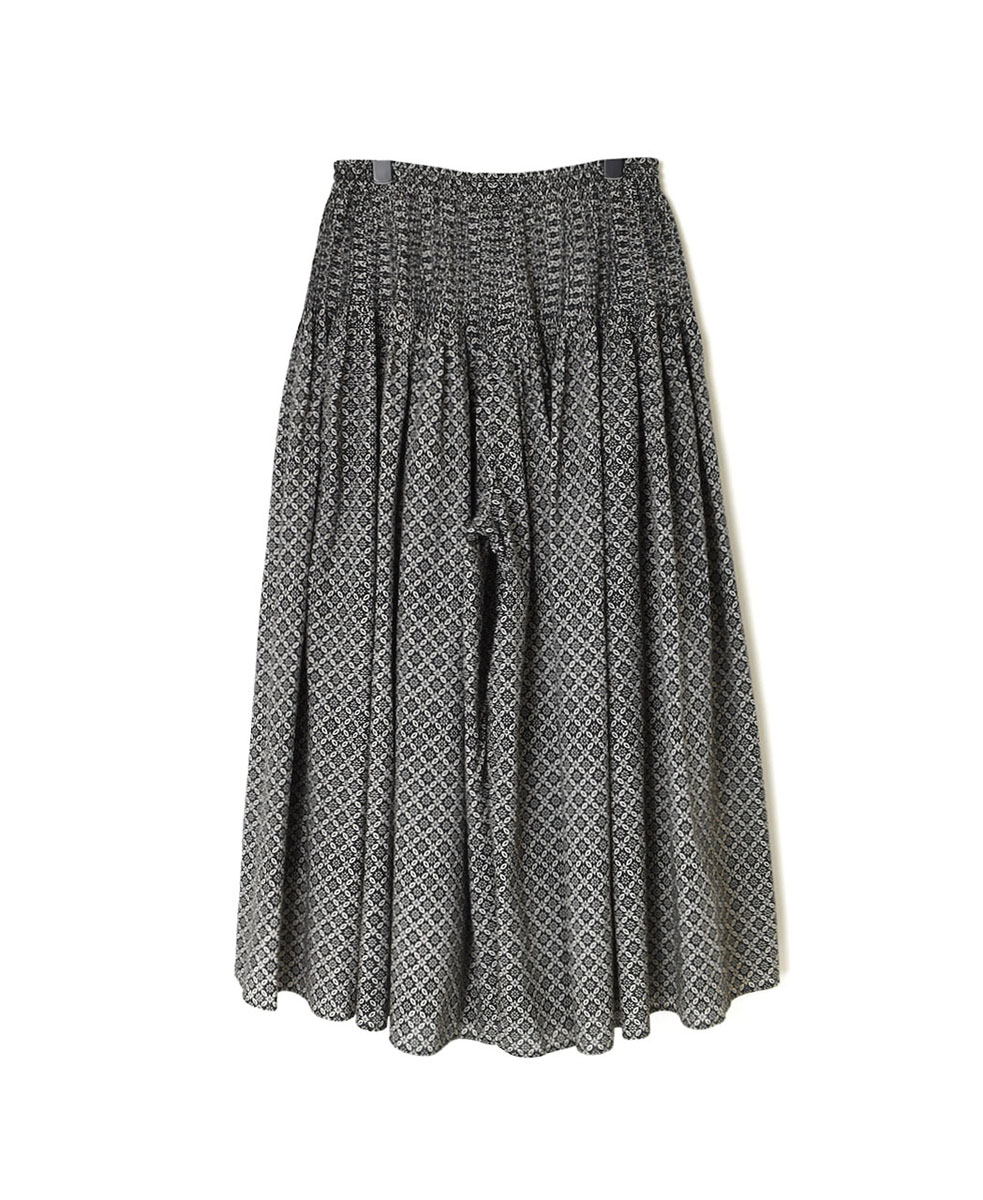 INMDS23736 (キュロット) 60'S COTTON REPETITIONAL FLOWER BLOCK PRINT CULOTTES WITH MINI PINTUCK