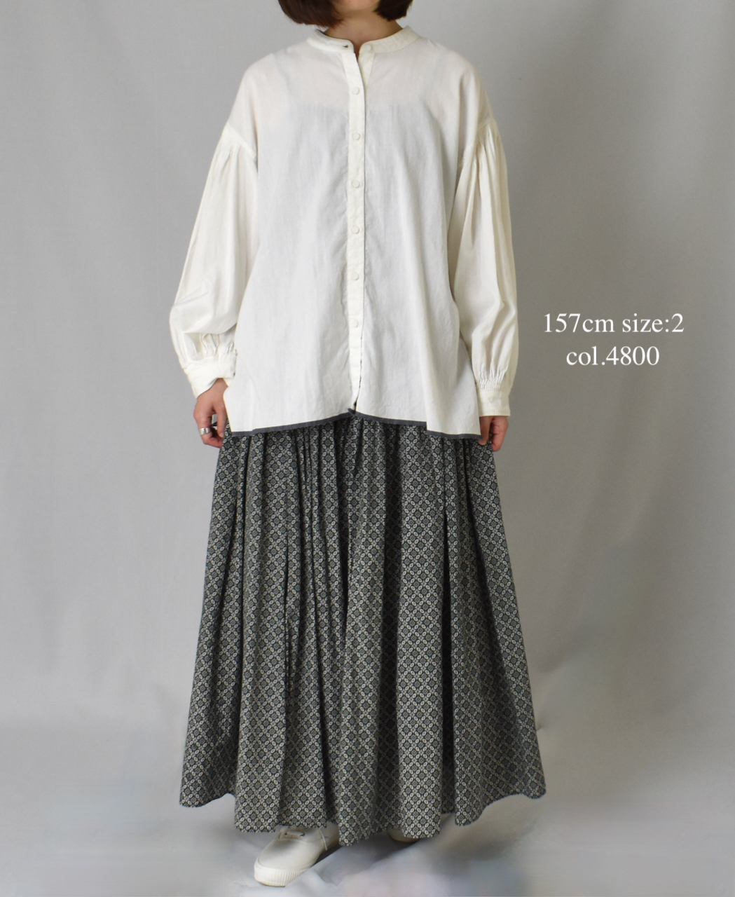 INMDS23736 (キュロット) 60'S COTTON REPETITIONAL FLOWER BLOCK PRINT CULOTTES WITH MINI PINTUCK