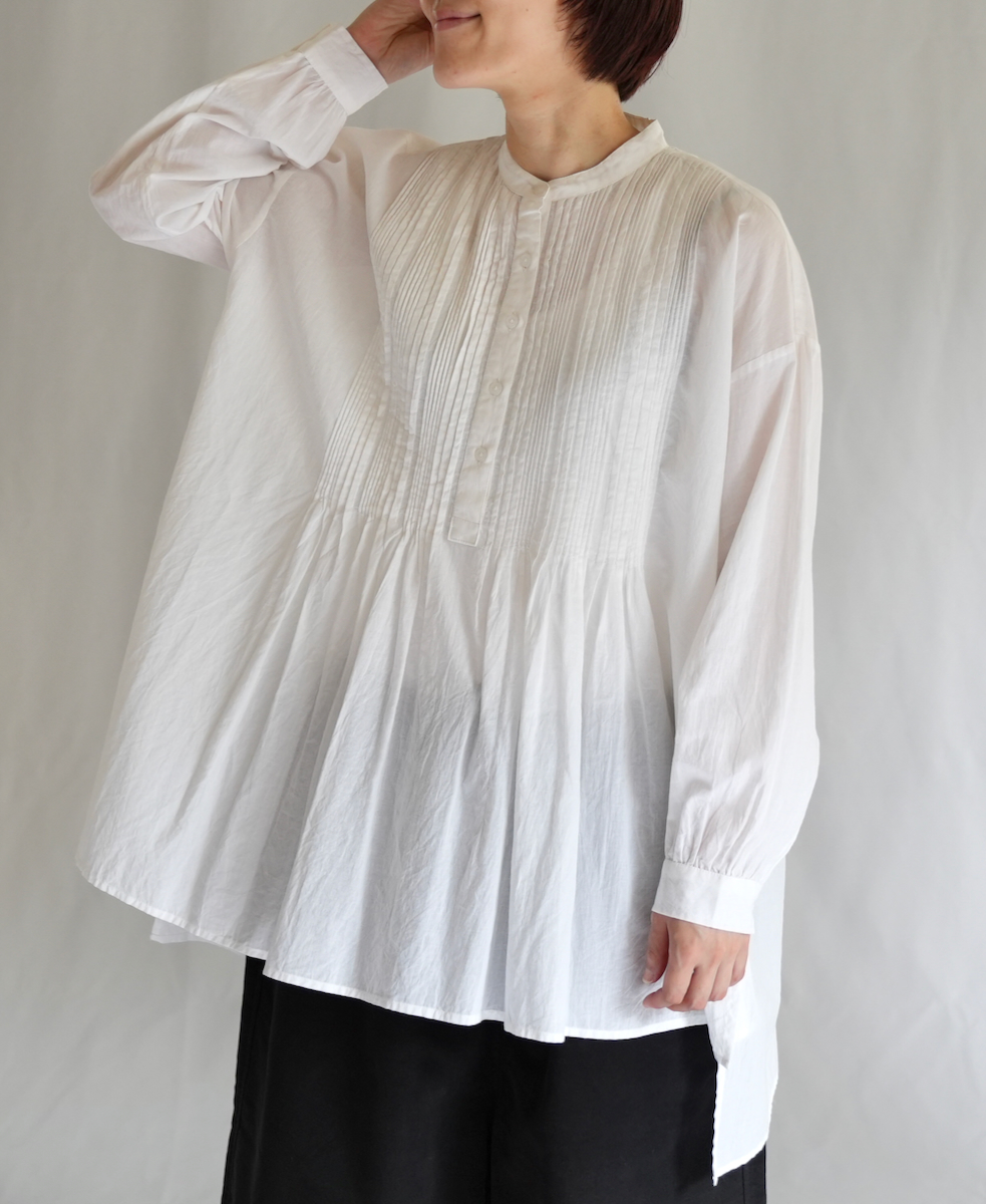 NSL23553 (シャツ) 60s CAMBRIC PLAIN BANDED COLLAR PINTUCK PULLOVER SHIRT