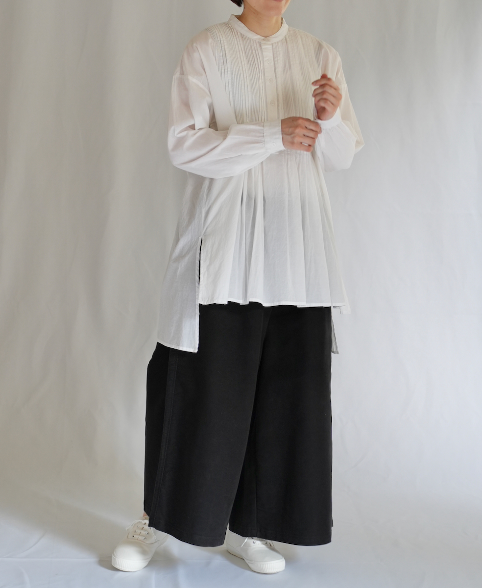 NSL23553 (シャツ) 60s CAMBRIC PLAIN BANDED COLLAR PINTUCK PULLOVER SHIRT