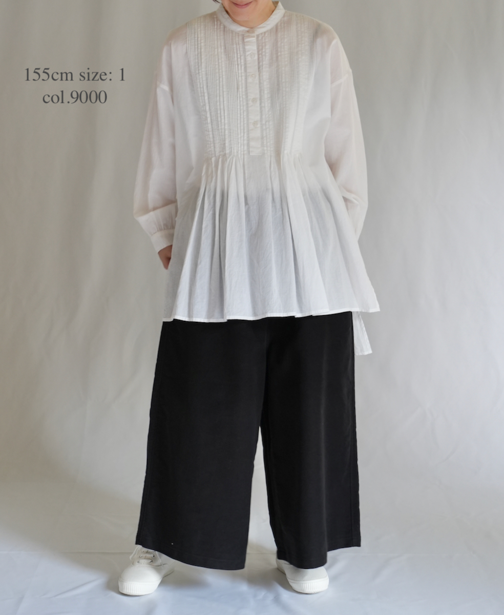 NSL23553 (シャツ) 60s CAMBRIC PLAIN BANDED COLLAR PINTUCK PULLOVER SHIRT