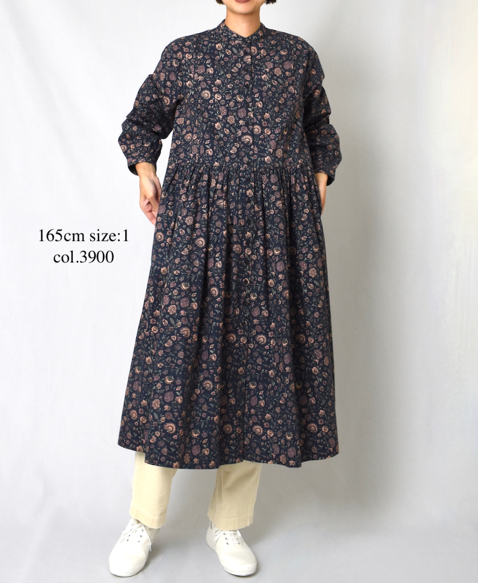 NSL22542 (ワンピース) 40'S POPLIN FLOWER PRINT BANDED COLLAR DRESS│