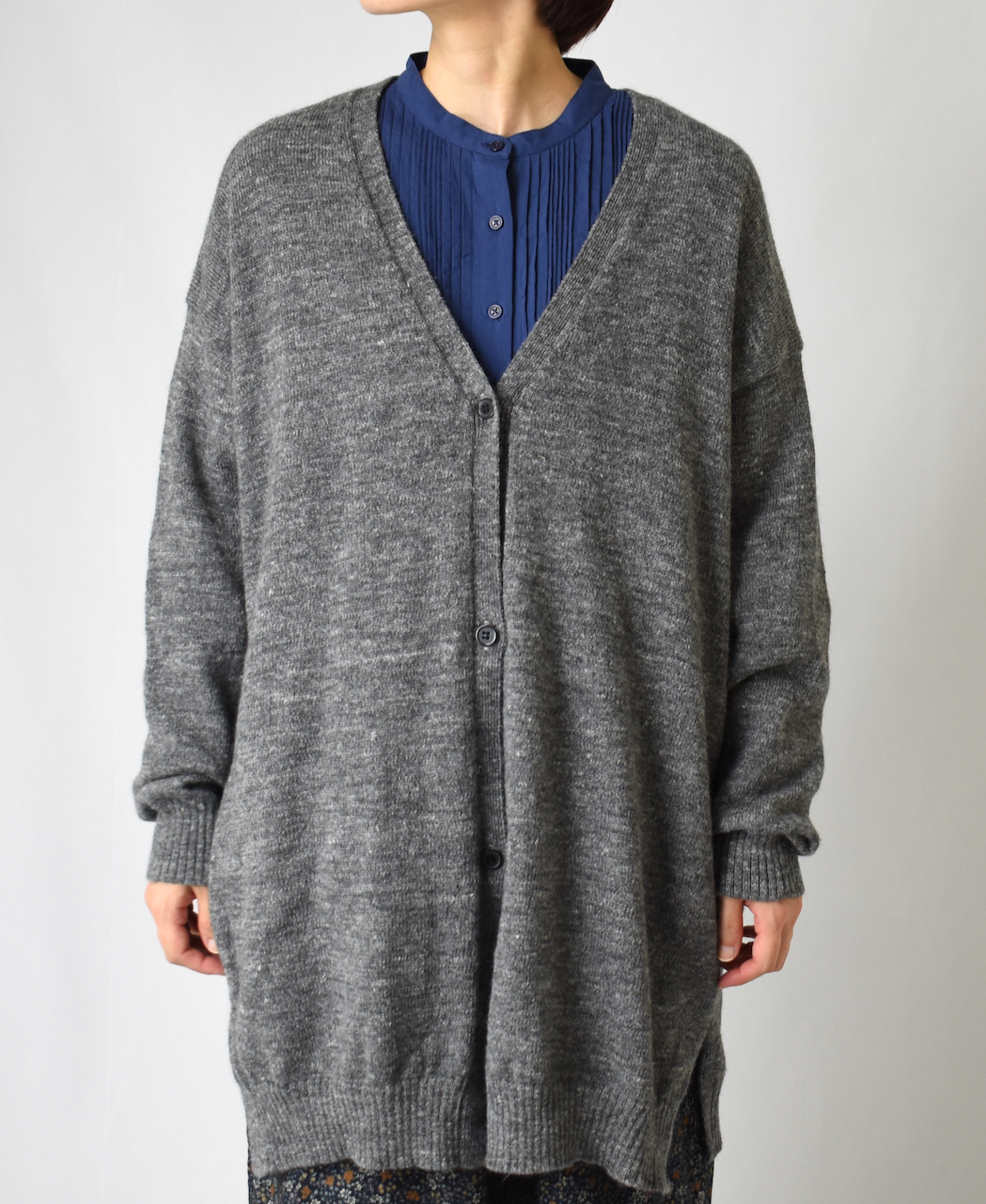 GNSL23814 (カーディガン) 7GG 1PLY SHETLAND WOOL LINEN V-NECK 3