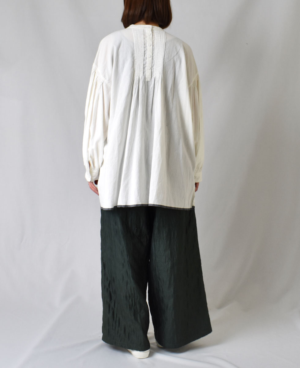 NMDS23523 (パンツ) QUILTED HANDWOVEN COTTON SILK PLAIN EASY PANTS