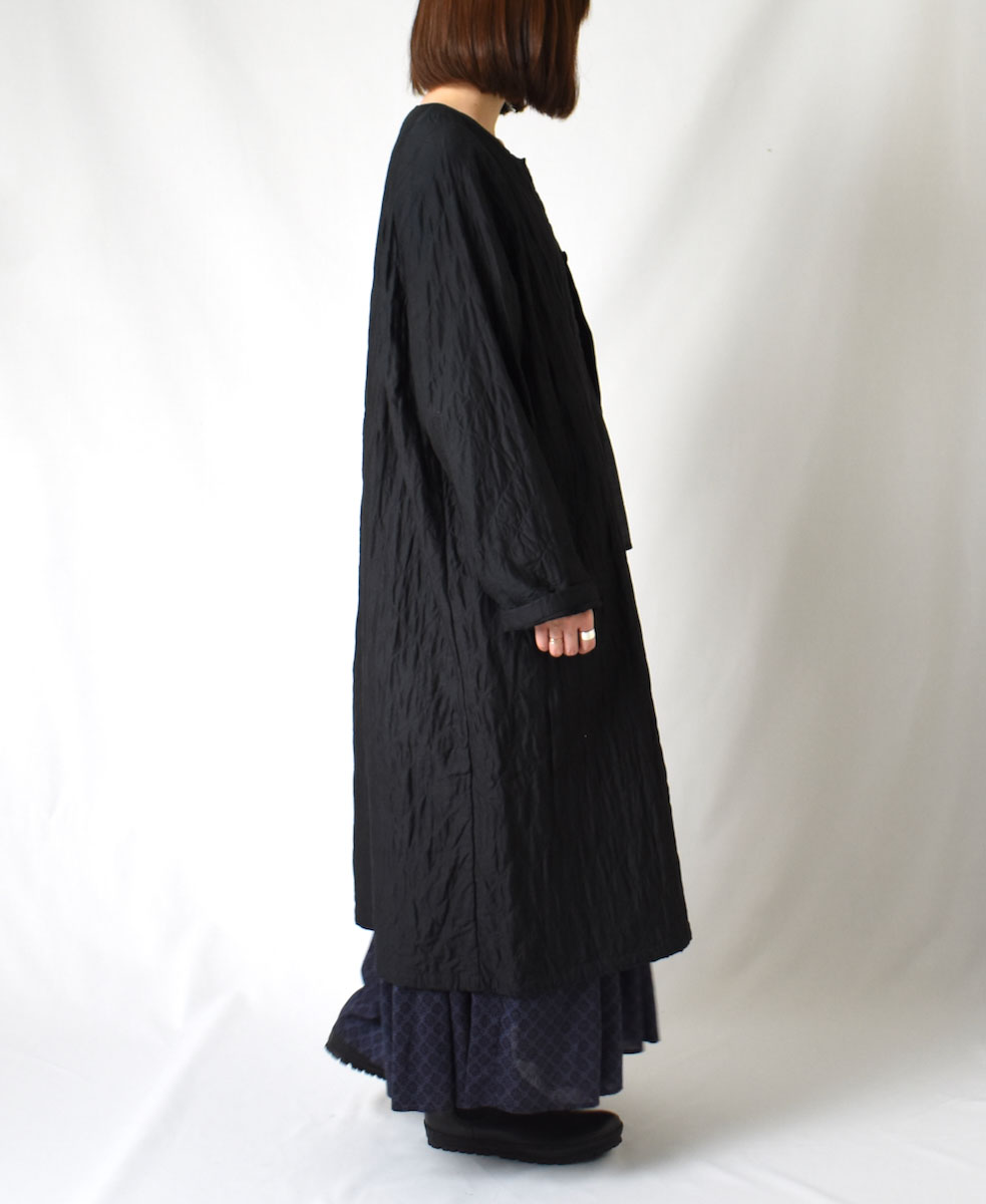 NMDS23521 (コート) QUILTED HANDWOVEN COTTON SILK PLAIN C-NECK RAGLAN COAT