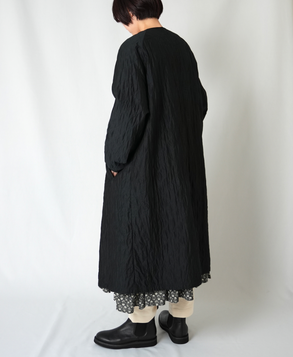 NMDS23521 (コート) QUILTED HANDWOVEN COTTON SILK PLAIN C-NECK RAGLAN COAT